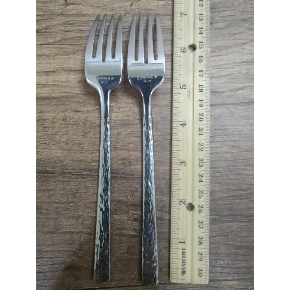 Cambridge INSPIRE Hammered Stainless Flatware Lot Of 2 Salad Forks